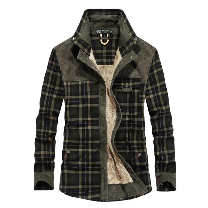 Shirt Men Casual Shirts Wool Fleece Thick Warm Shirts for Men Handwork Plaid Shirt Men Camisa Denim Hombre Size M-4XL 241223