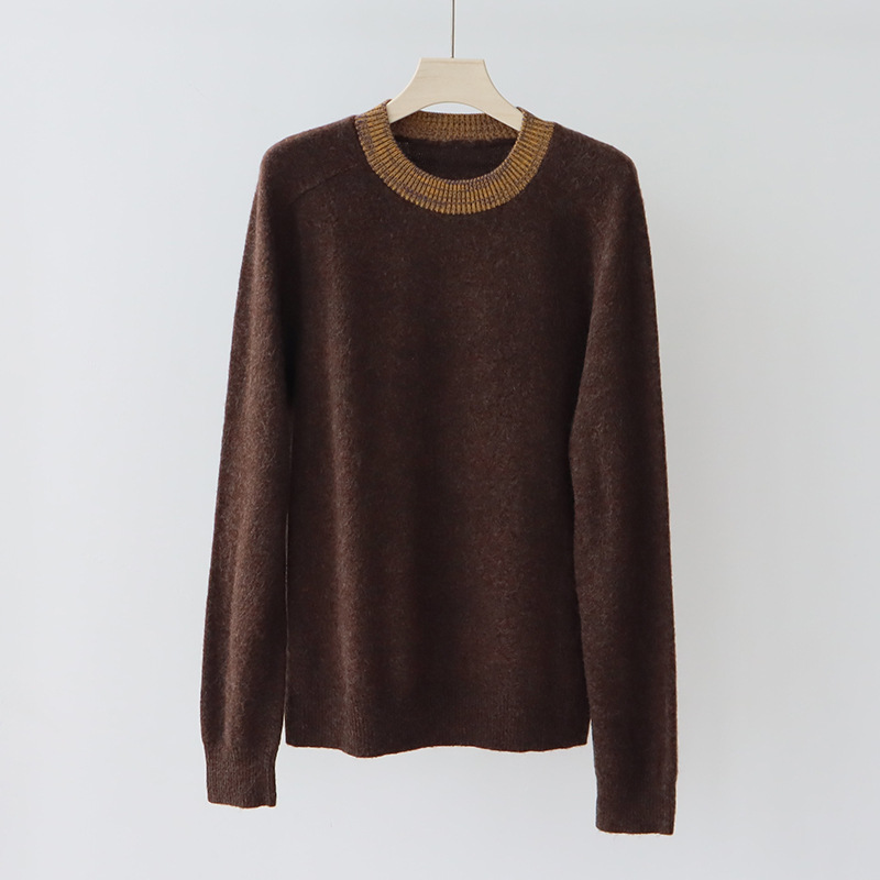 bstb01 Chic Ladies' Knitted Sweater for Autumn - Comfortable Round Neck, Loose Fit Woolen Top