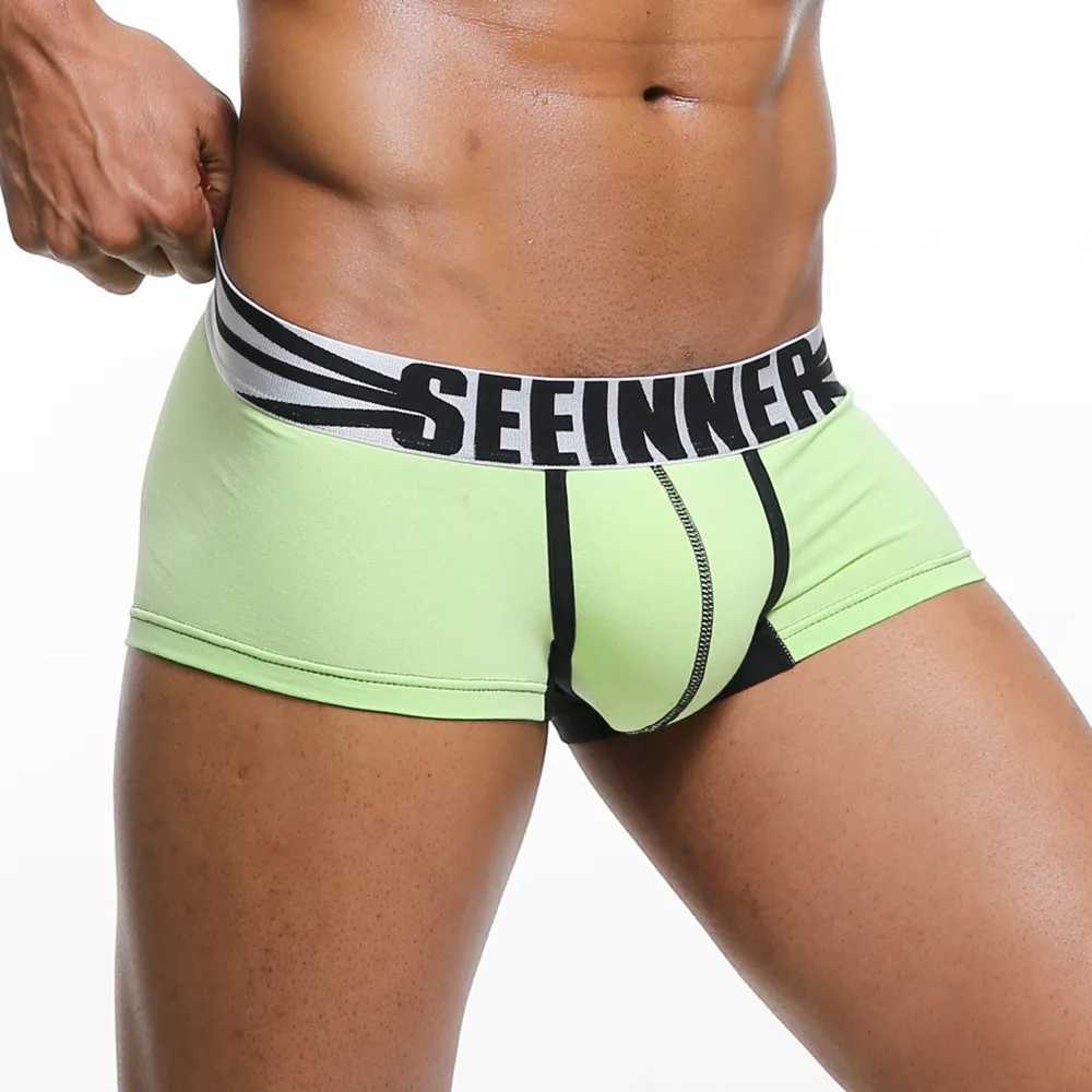25 Seeinner brand sexy underwear printed mens cotton boxing underwear Calzoncillos Hombre sliding mens underwear shorts W241223