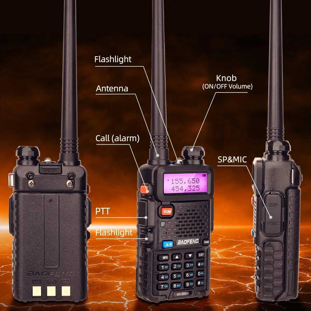1/2X Baofeng UV-5R 8W Tri-Power Walkie Talkie High Power Dual Band Long Range 128CH Portable Handheld UV 5R Ham Two Way Ra Z241223