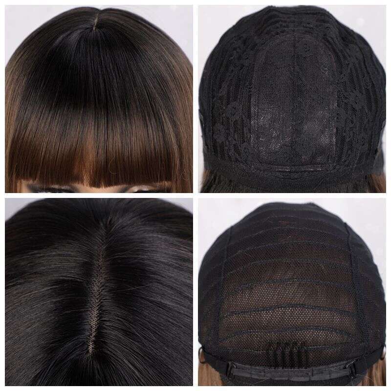Women's Wig Made Of Synthetic Fiber, High-Temperature Silk, Hair With Bangs, Long Straight Hair, Breathable Wig, Headband, Wigs