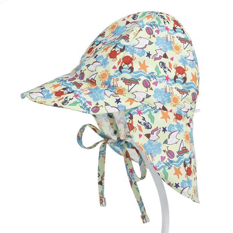 Caps Hats Brand Baby Swimming Hat Summer Cartoon Sunscreen Beach Sunscreen Hat Waterproof Boys and Girls Childrens Outdoor Hat H241223