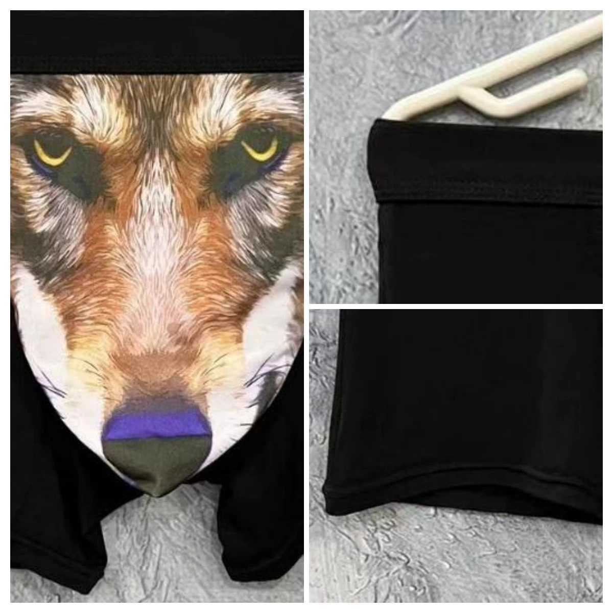 Boxing mens plus size mens funny underwear with wolf model mens boxing and underwear fashionable underwear mens brand underwear W241223