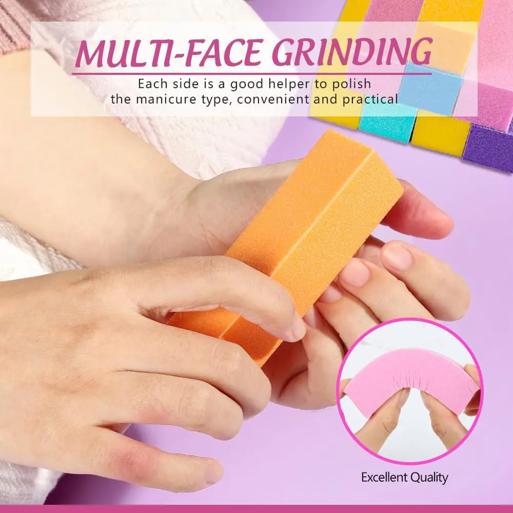 20pcs/Set Nail Files Colour Rectangle Rubbing And Polishing Block Sets 400/1000 Grit Rub-down Strip Smooth Nail Tools 241223