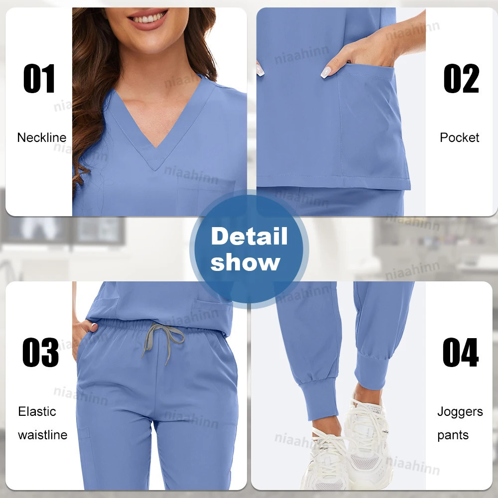 Scrubs Wholesale Dental Nursing Accessories Short Sleeved Toppants Set Gown Women Breathable Scrub Spa Uniform 241220