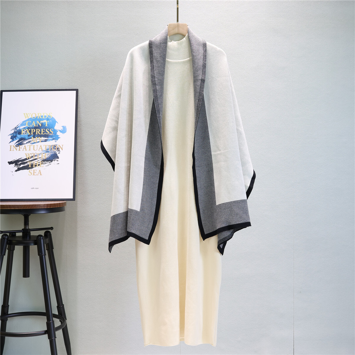 Elegant Women's Sets Knitted Tracksuit new Autumn Winter Long Dress And Scarf Two Piece Suit For Lady Outfit