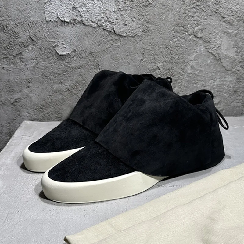 Suede Men's Ankle Boots Big Size Genuine Leather High Quality Flat High-Top Fashion Men Casual Sneakers p25d50