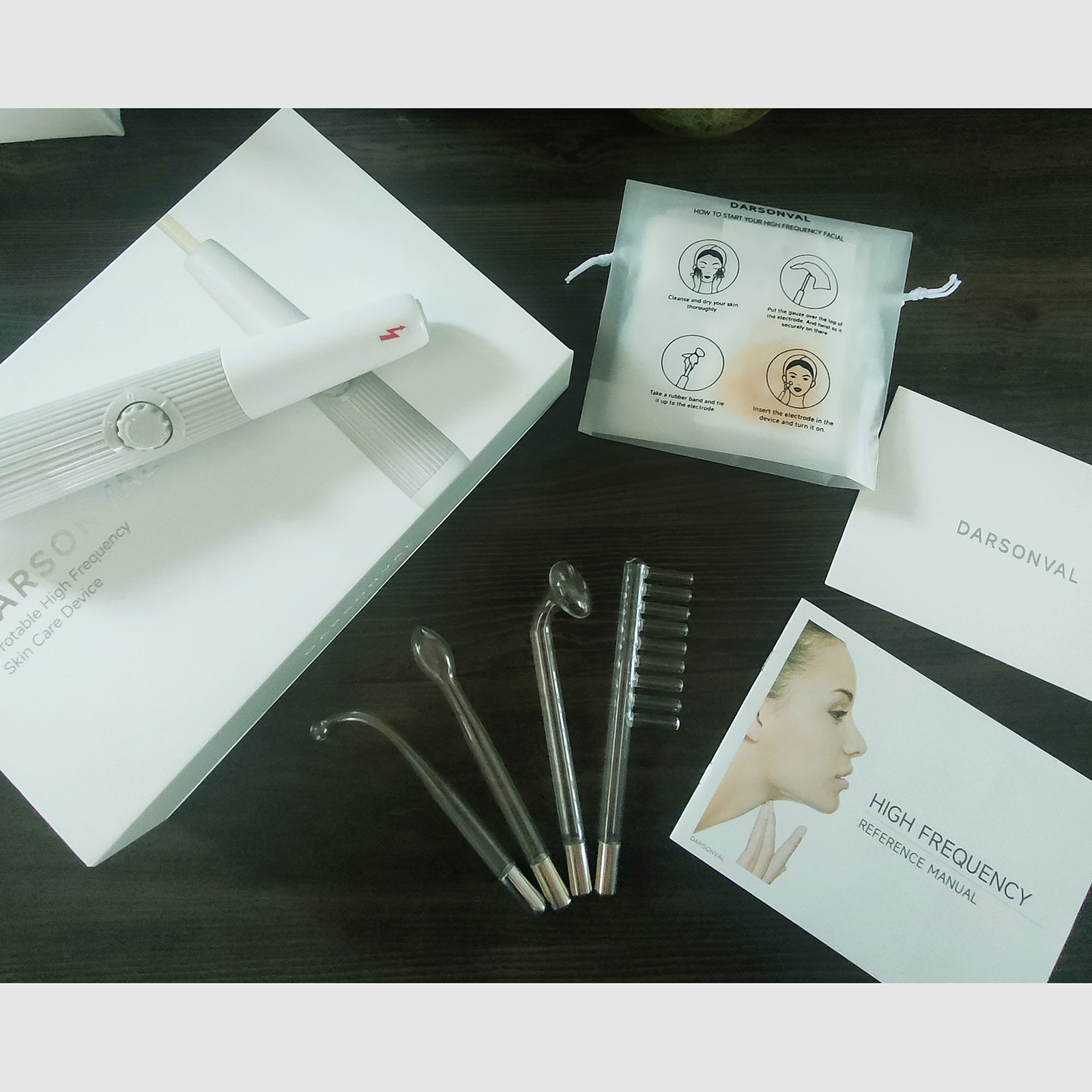 DARSONVAL Blue 6-In-1High Frequency Facial Hine For Hair Face Anti Aging Therapy Acne Tool Fusion Neon+Argon Wands Skin Care