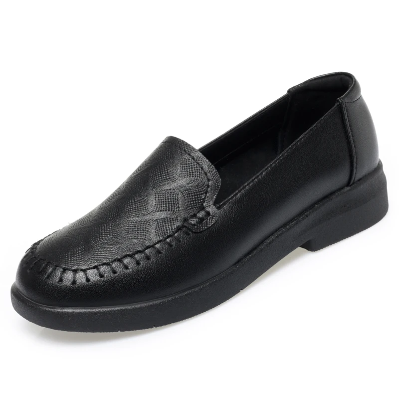 AIYUQI Women Loafers Spring Genuine Leather Cut-out Women Casual Round Toe Large Size Mom Shoes Women