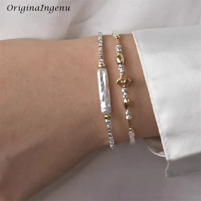 14K Gold Filled Natural Baroque Pearl Bracelet Handmade Gold Beads Bracelet Waterproof Tarnish Resistant Jewelry Women Bracelet 241220