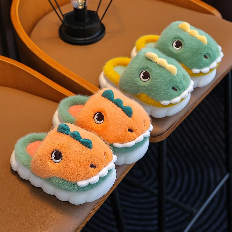 Children Home Shoes Girls Cashmere Cotton Slippers Baby Boy Young Warm Shoes Girls Slippers Indoor Cartoon Cotton-padded Shoes 241223