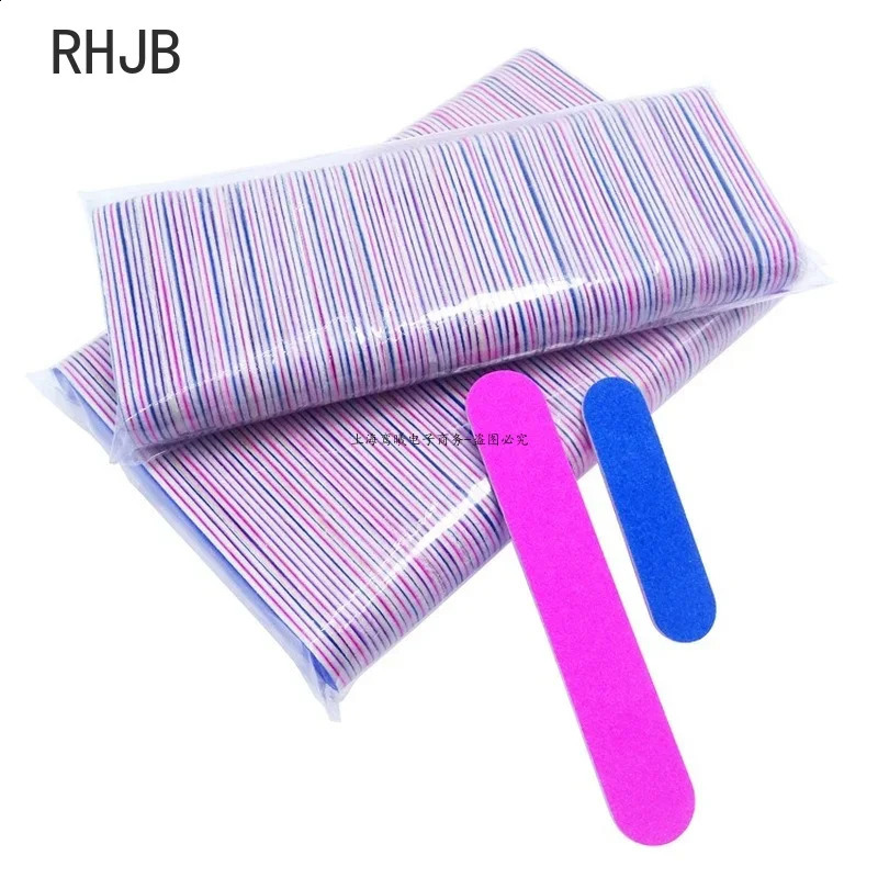 100Pcs/Lot Double Side Disposable Mini Wooden Nail FileGrinding Polishing Buffer Strips Manicure Care ToolsSize 8.5/5x1.3cm 241223