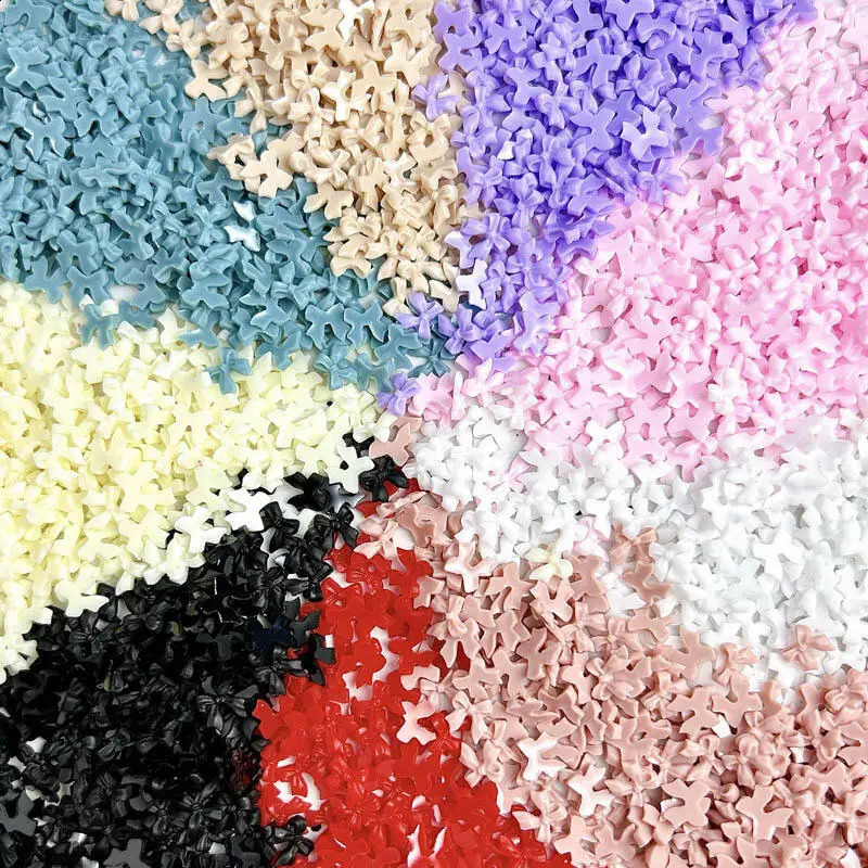 50Pcs 3D Resin Mini Solid Colors Bowknots Nail Art Decorations Minimalist Ribbon Bows Nail Charms Accessories DIY Nails Parts 241223