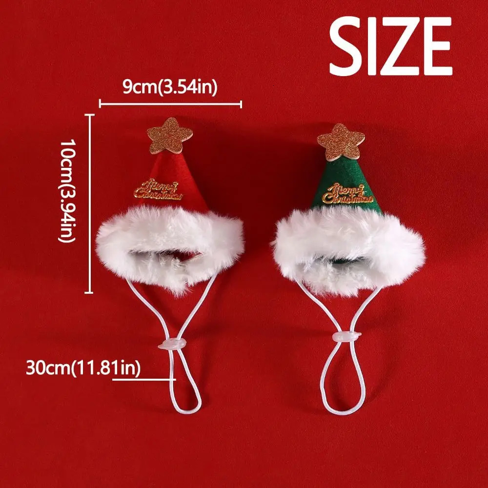 2Pcs Cute Kitten Dress Up Accessories Christmas Tree Bat Triangle Scarf Christmas Bib Hat Set Santa Claus Felt Dog Headwear 241212