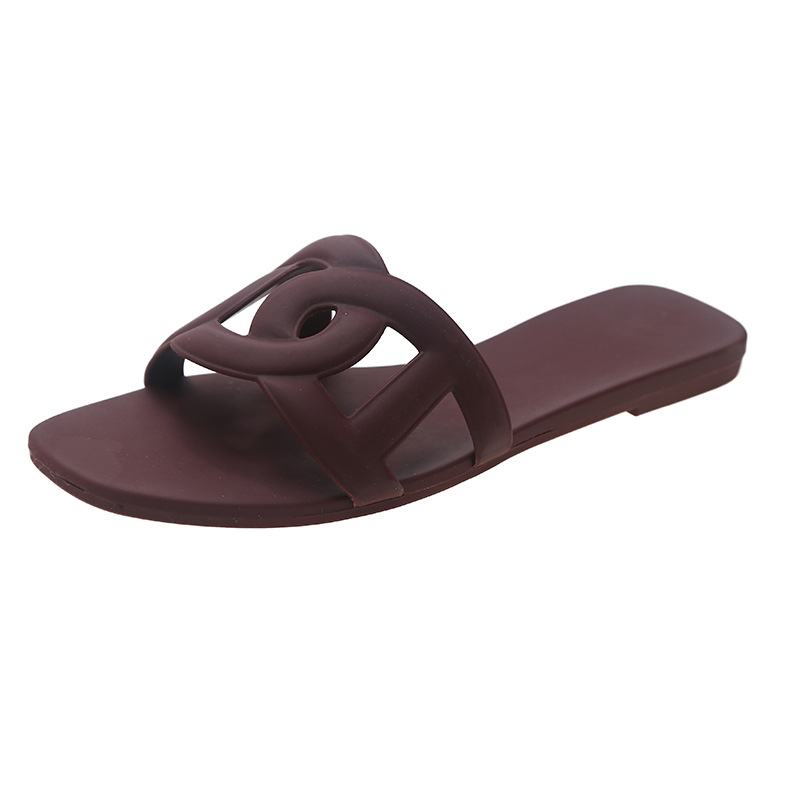 home slippers female summer net red pig nose jelly slippers outside the beach flat flip-flops manufacturers direct sales 2025 colorful shoes