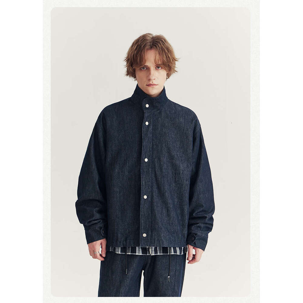 Men's Wear Autumn/Winter New Washed Denim for Men, Trendy, Rascal, Handsome, High End, Wide Pine Stand Collar Jacket