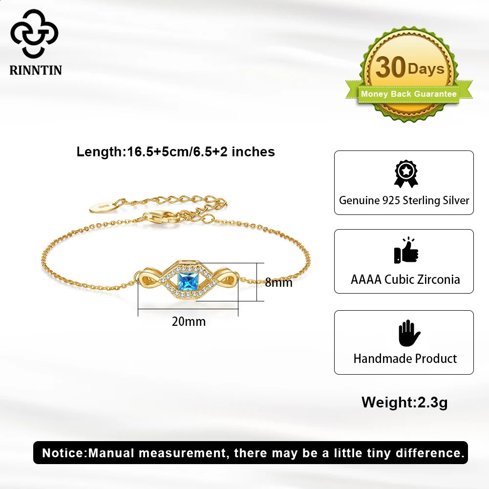 Rinntin S925 Silver Cubic Zircon Chain Bracelets For Women Fashion Endless Love Bracelet on Hand Anniversary Gift Jewelry SB178 241214