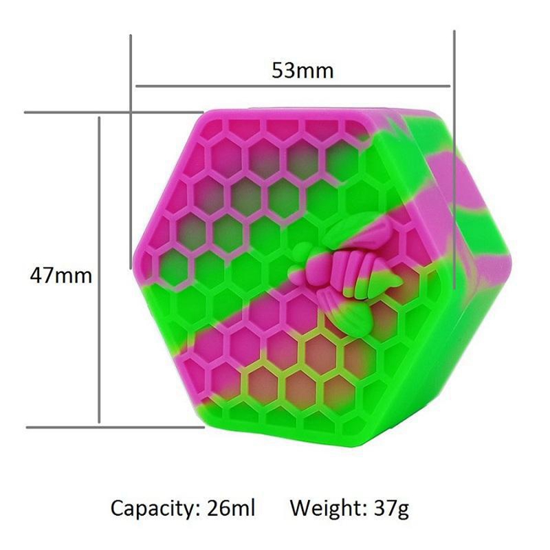 2Pcs 26ml Nonstick Honeybee wax containers hexagon silicone container food grade jars dab tool storage jar oil holder box
