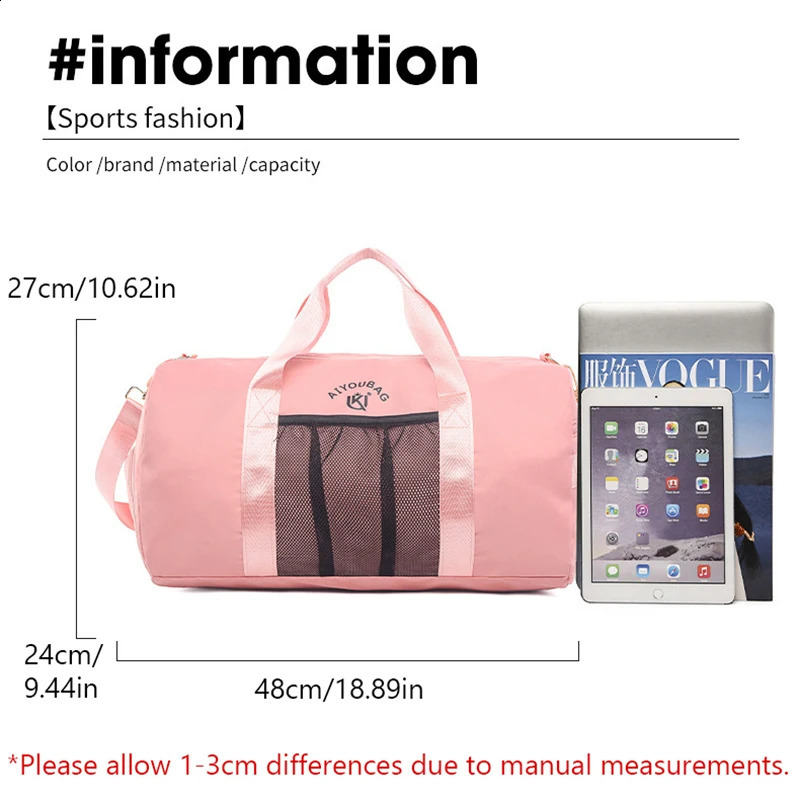 Womens fitness bag sports and fitness training bag wet dry separation handbag lightweight yoga bag with shoe pocket waterproof sports bag 241220