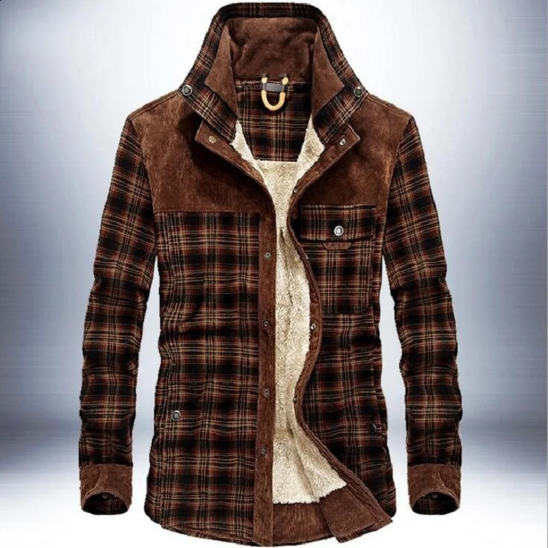 Shirt Men Casual Shirts Wool Fleece Thick Warm Shirts for Men Handwork Plaid Shirt Men Camisa Denim Hombre Size M-4XL 241223