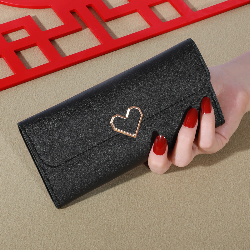 Minimalist Solid Color Long Wallet, Trifold Coin Purse, Clutch Credit Card Holder With Tassel Decor
