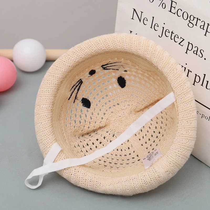 Caps Hats Summer Baby Fishermans Hat Cute Cartoon Cat Boys and Girls Bucket Hat Outdoor Breathable Mesh Childrens Panama Sun Hat H241223