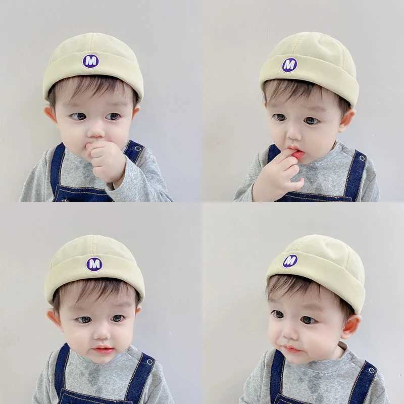 Caps Hats Baby solid color letter Docker hat retro embroidered velvet free hat skull hat summer hip-hop childrens dome bean hat H241223