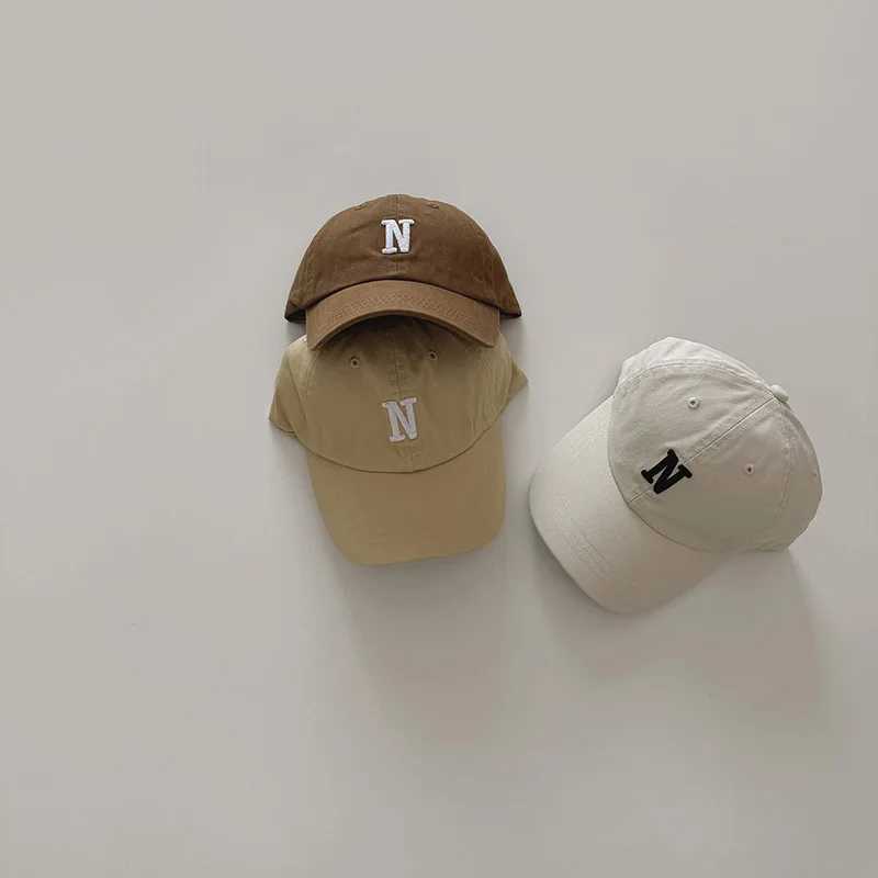 Caps Hats N-letter embroidered childrens baseball cap for boys and girls spring and summer soft cotton adjustable foot cap childrens outdoor leisure s
