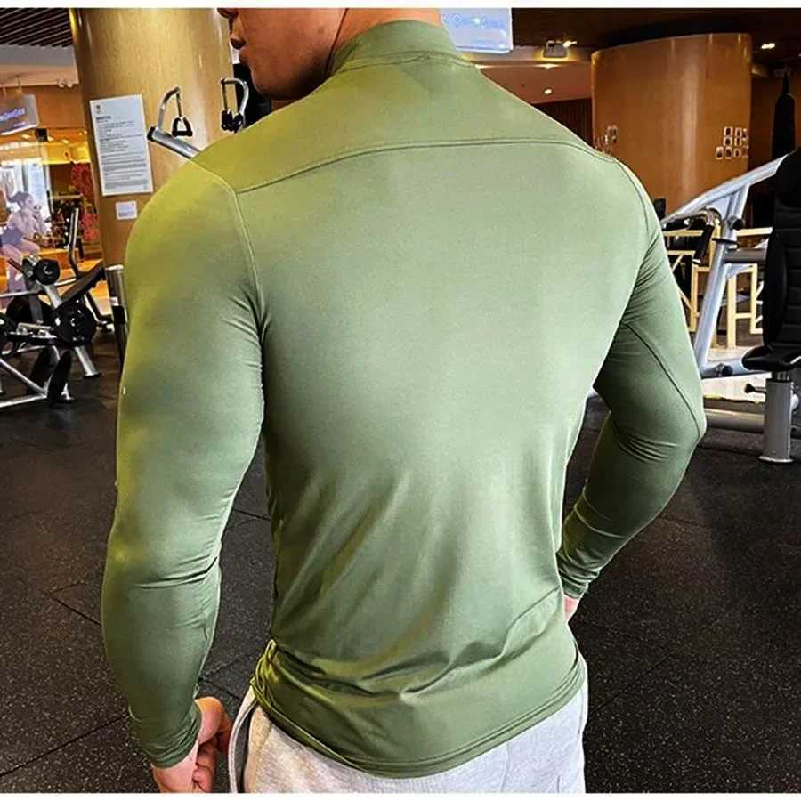 High Quality Gym T-shirt Mens Long Sleeve Compression Shirt Fast Drying Training Top Mens Muscle Exercise Running Clothes T241223