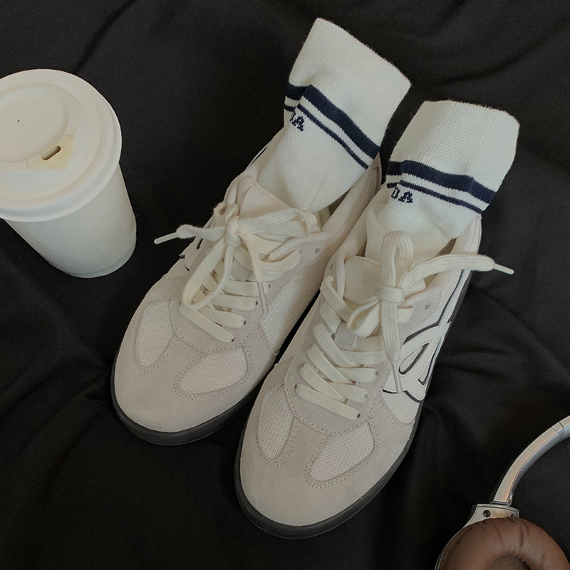 Vintage Match Color Breathable German Training Shoes For Women 2025 Spring Summer Designer Sneaker Round Head Lace-Up Flat All Match Light Casual Shoe