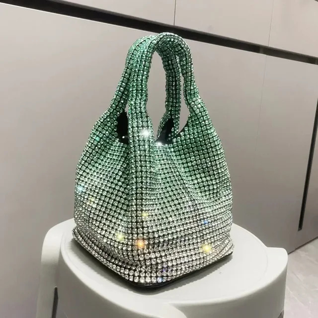 Shiny Crystal Bucket Shoulder Rhie Handmade Purses And Handbags Designer Evening Clutch Bag Purse Feather Cartoon