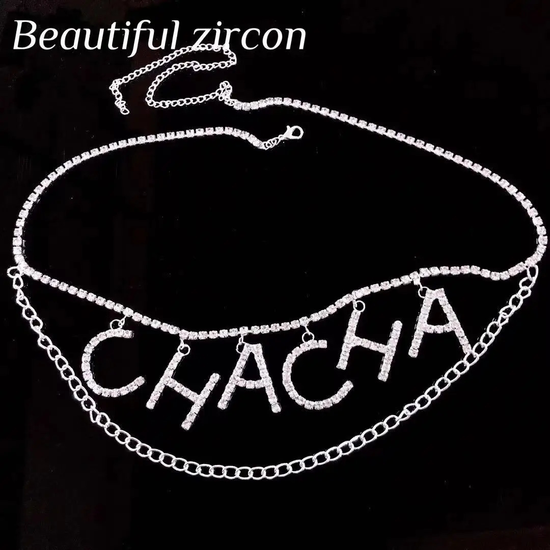 n letter belt fashion shiny Rhinestone Crystal waist chain statement womens tassel crystal waist chain accessories 241220