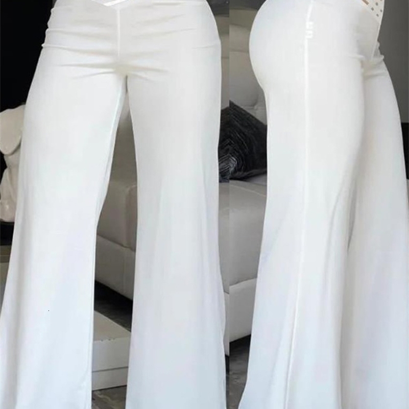 2024 Women Wide Leg Flared Pants Autumn Casual Crisscross Sheer Mesh Patch High Waist Trousers Y2k Streetwear Elegant Work Pant y241203