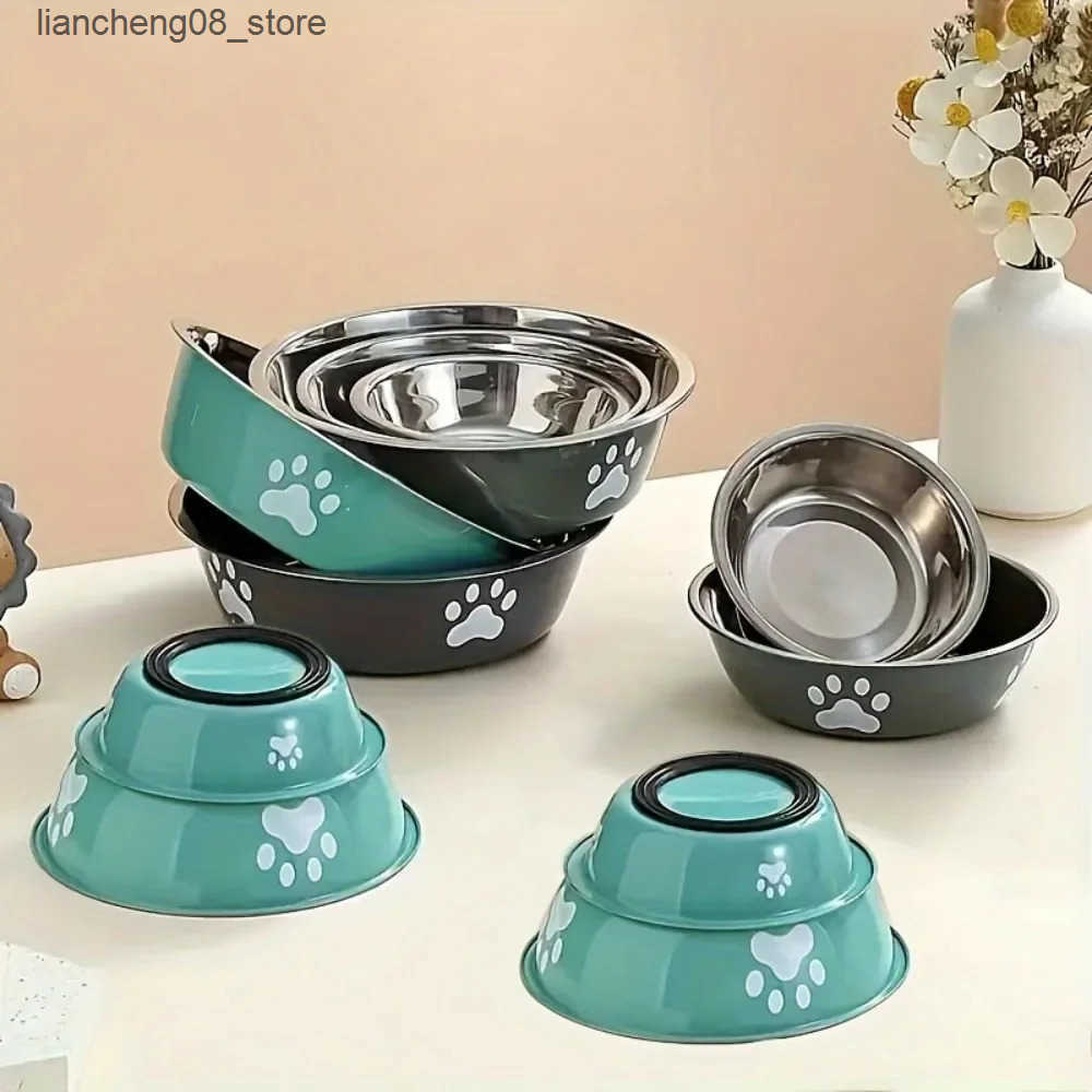 Dog Bowls Dishes Stainless Steel Dog Bowl Sturdy Dog Food Bowl with Anti Slip Bottom Suitable for Feeding and Drinking Water L240910
