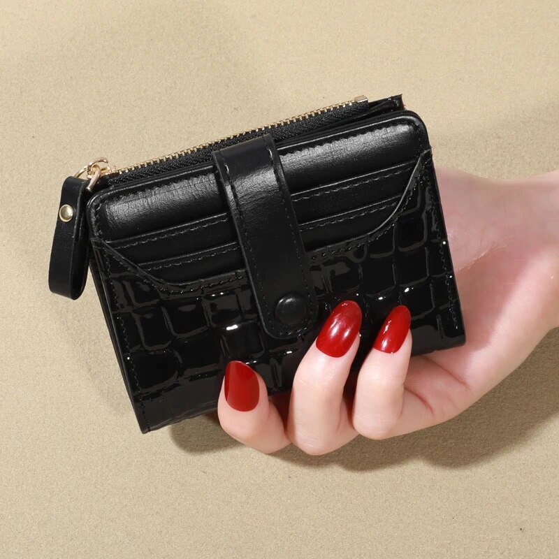 PT028,Mini Crocodile Print Clutch Wallet, Short Credit Holder, Women's Card Case & Coin Purse