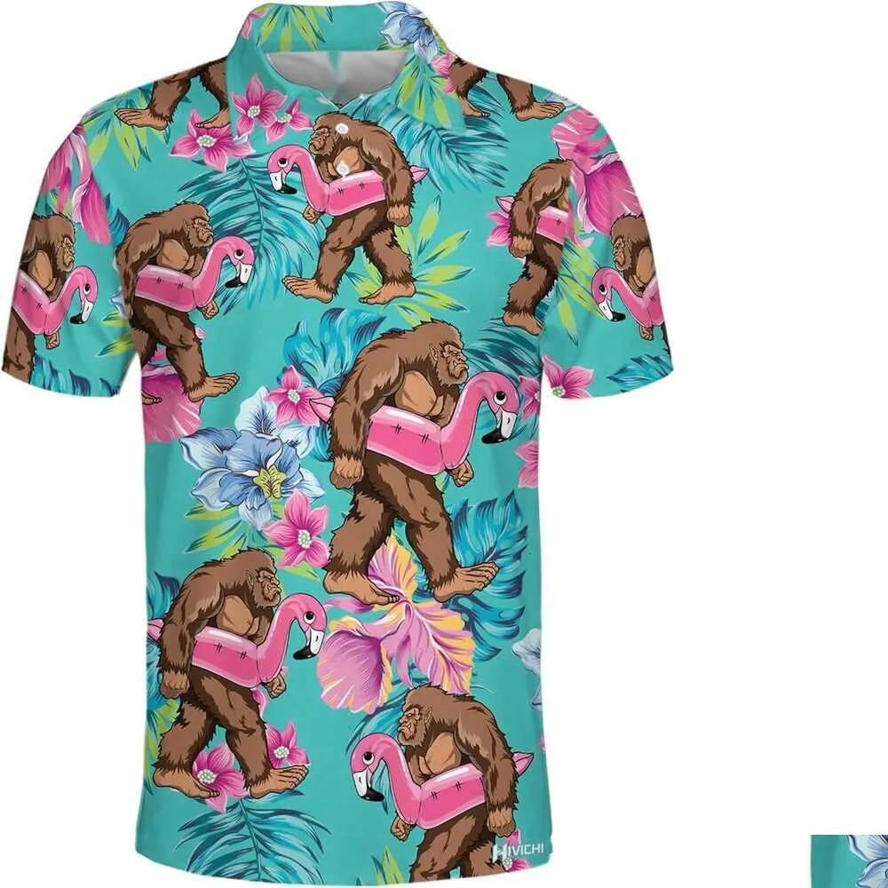 Men'S Polos Mens Shirt Golf Shirts For Men Funny Hawaiian Crazy Print Tshirt Casual Tops Summer Clothes Short Sleeve Drop Delivery Ap Otoas