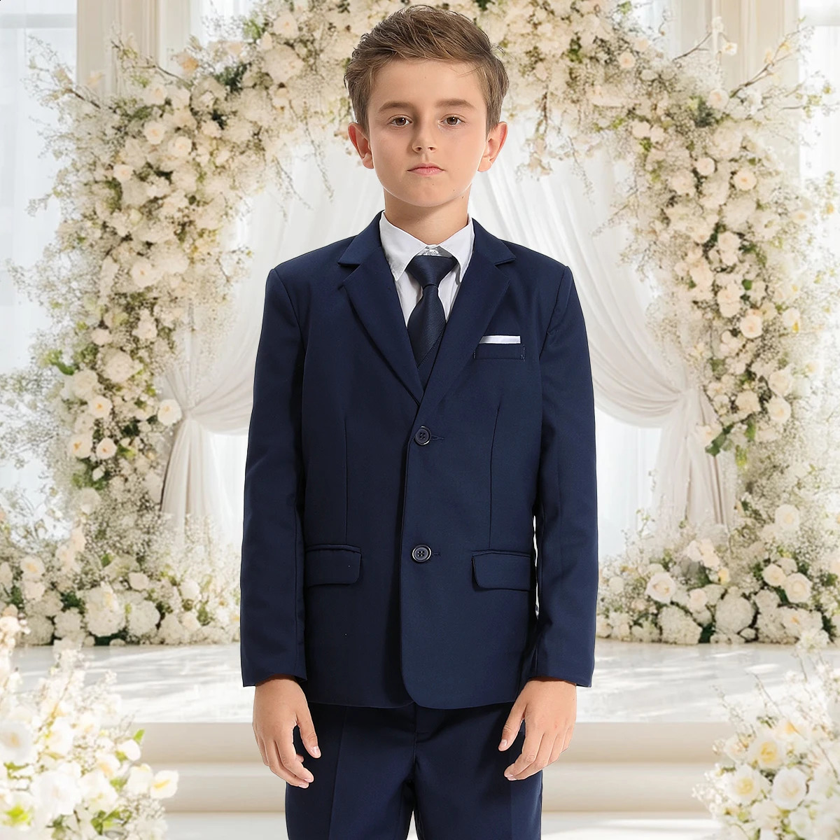 Boys Blazer Kids Wedding Formal Solid Jacket Gentleman Birthday Party Performance Suit Children Spring and Autumn Clothing Set 241223