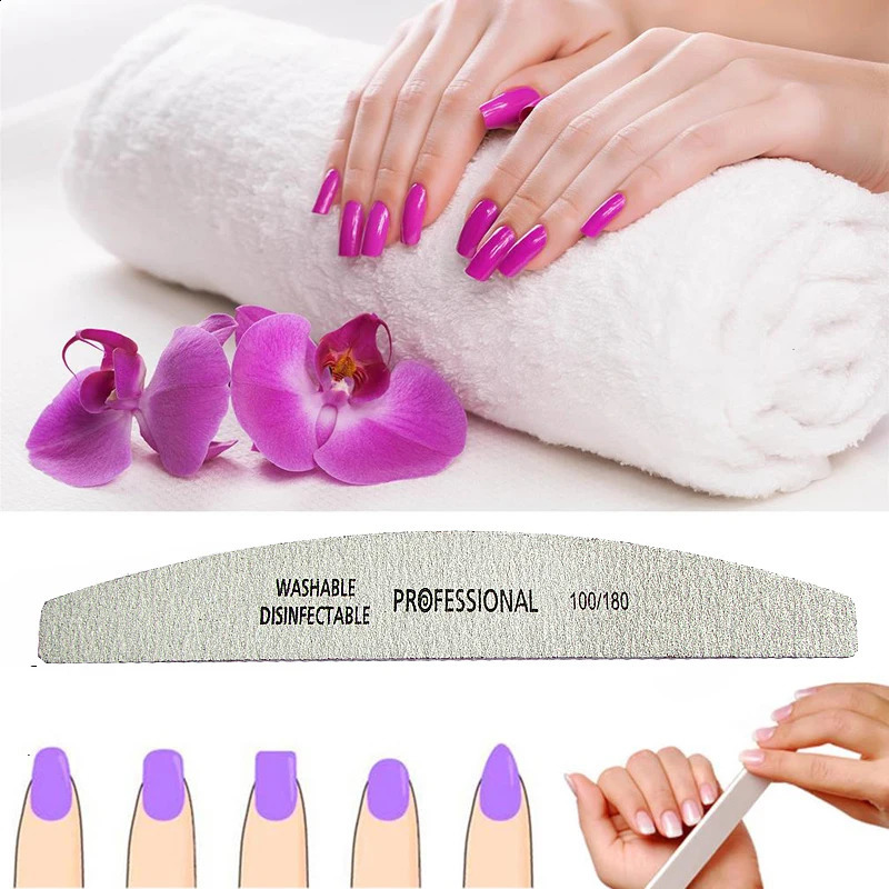 50pcs Professional Nail Files 100/180 Sandpaper Buffing File Polish Unha Limas Manicure Ongle Pilnik do paznokci Tool Shine 241223