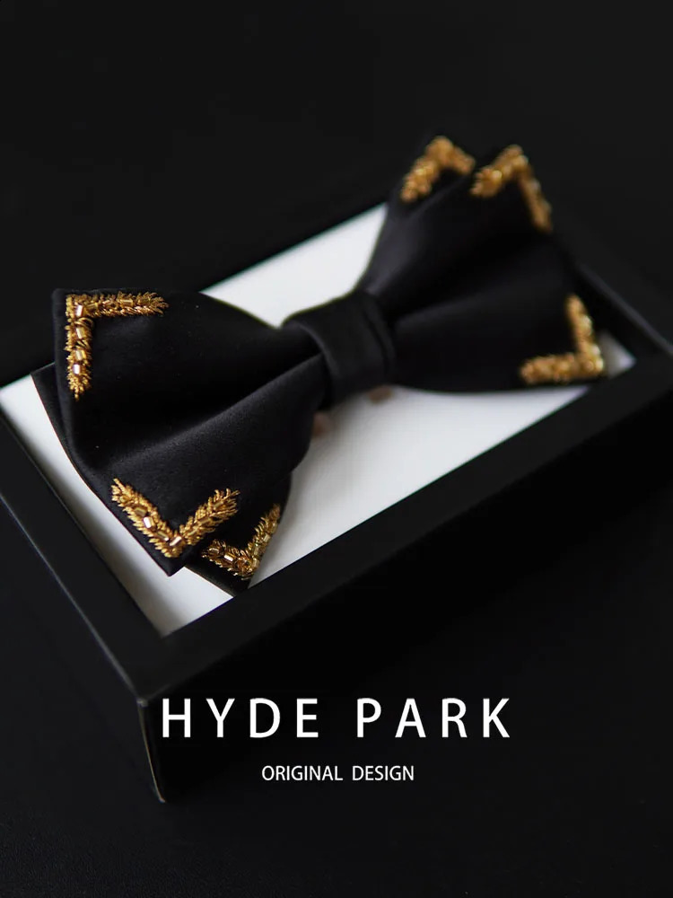 Grooms wedding black bow mens high-end suit formal dress collar accessories 241220