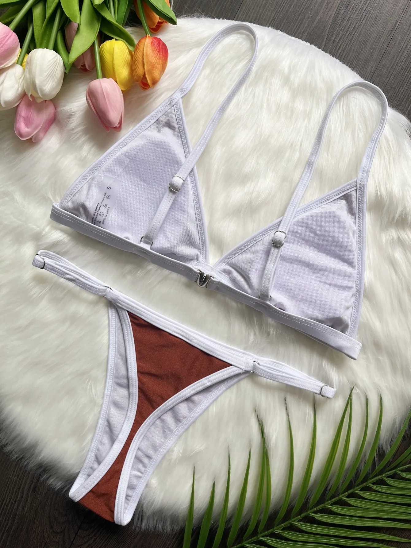 RUOTONSEPT Sexy Solid Bikinis Set Womens Swimsuit Two-piece Triangle Thong Swimwear Bathing Suit Brazilian Biquinis 2024 NewXJ241223