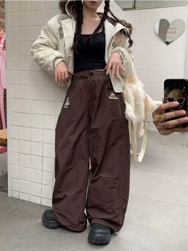 Vintage Y2k Baggy Warm Pants Woman Oversized Thick Haruku Korean Fashion Streetwear Casual Trousers Winter Autumn