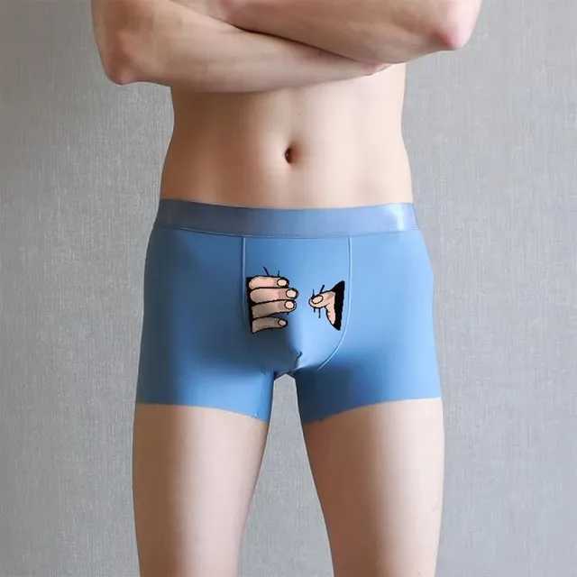 Mens Luggage Fun Cartoon Printed Underwear Ice Silk U-shaped Perspective Bag Sexy No Trace Cute Breathable Underwear Slippery W241223