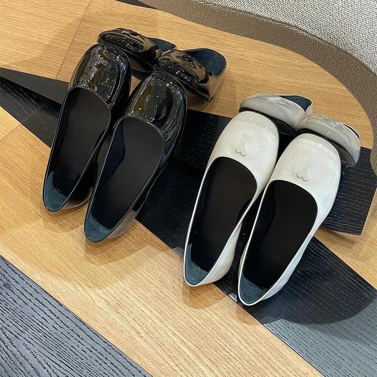 Cowhide Edition~New Flat Bottom Comfortable Shallow Mouth Single Women's Set Feet Grandma Evening Breeze Gentle Shoes