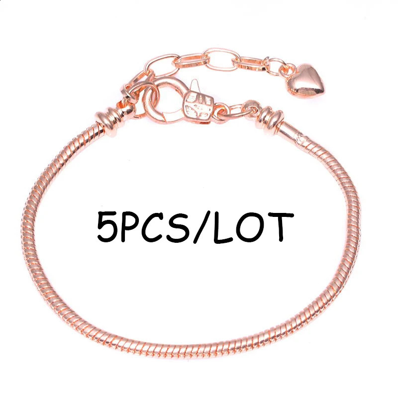 BAOPON 5pcs/lot Snake Chain Safety Clasp European Fine Bracelet Fit DIY Charm Bracelets Bangles Jewelry For Women Men Gift 241214