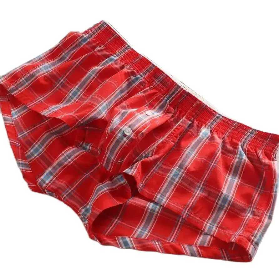 Seobean mens sexy jacket short sleeved home comfortable plaid dress long socks W241223