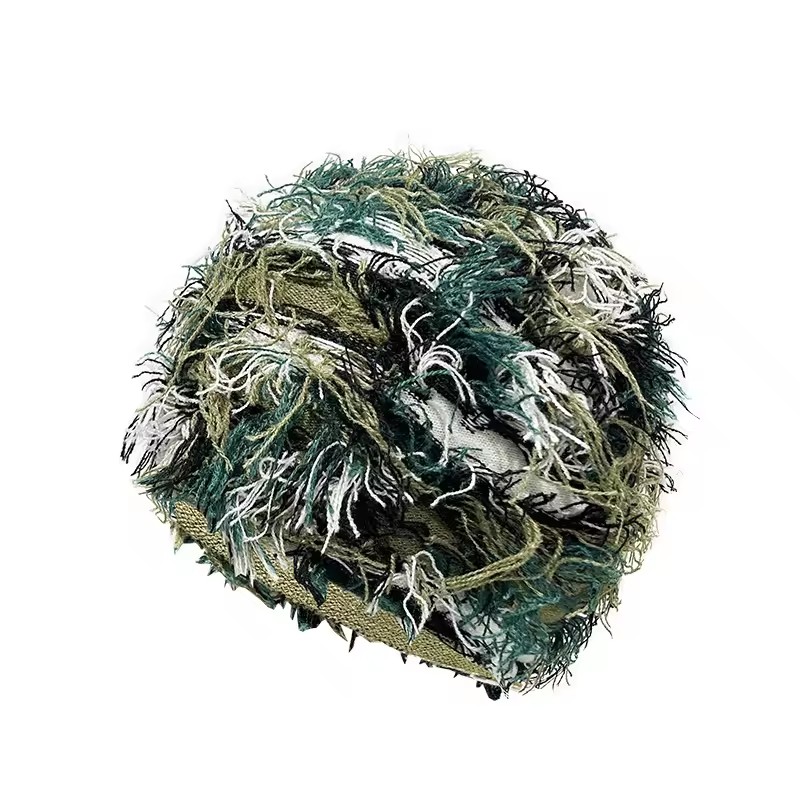 New Hip Hop Balaclava Distressed Knitted Caps Mask Women Outdoor Camouflage Fleece Fuzzy Ski Balaclava Beanies Women Men Hat