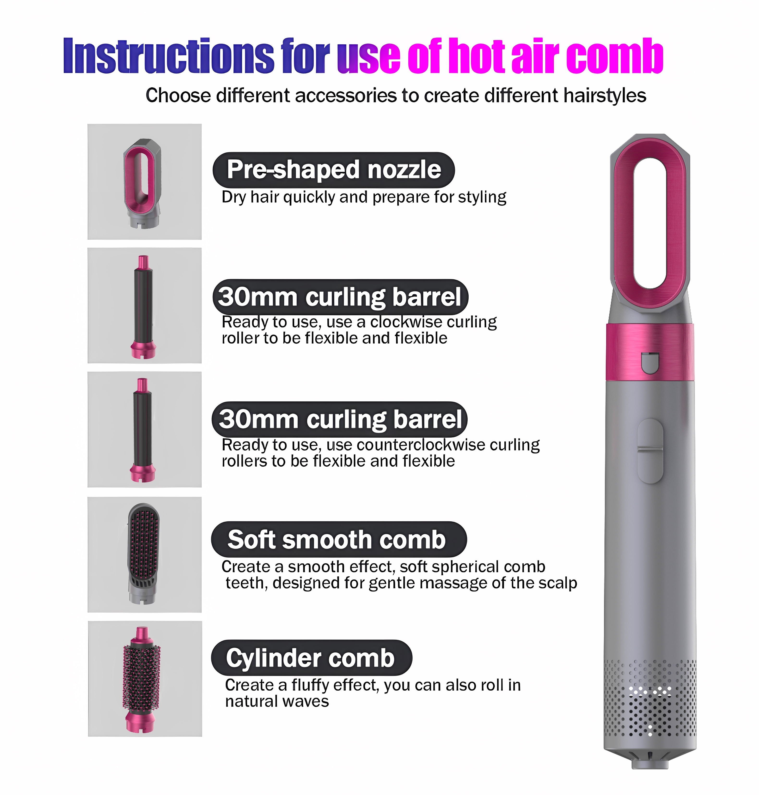 New 5 In 1 Multifunctional Professional Hairdresser Straightener With Brush Blow Dryer For Hair Multi Styler