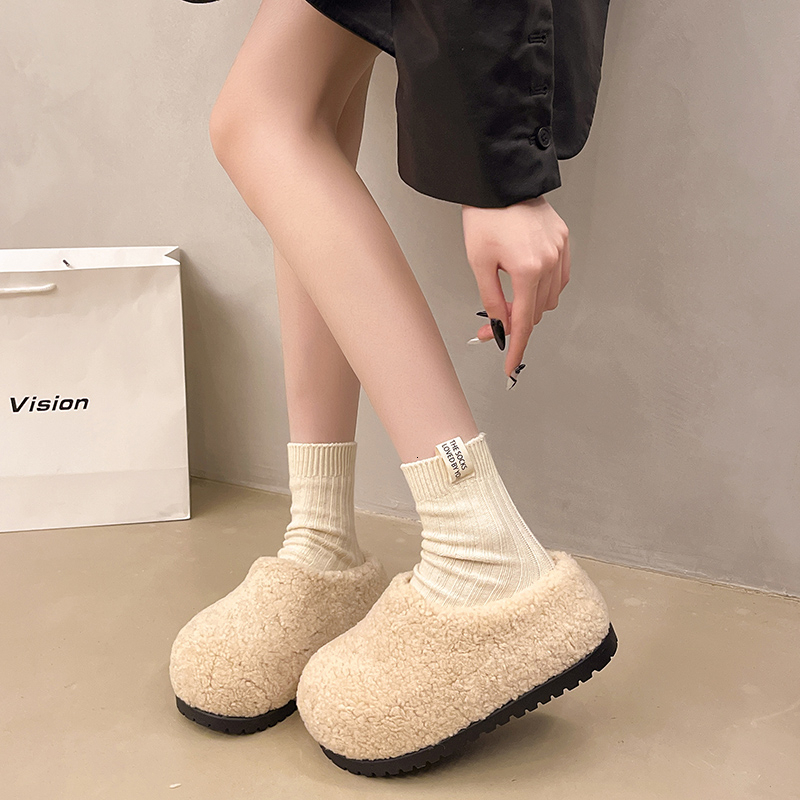 Winter New Designer Baotou Plush Women's Shoes Outdoor Round Head Deep Mouth Leopard Pattern Suede Thick Bottom Shoes Casual Anti Slip And Wear R
