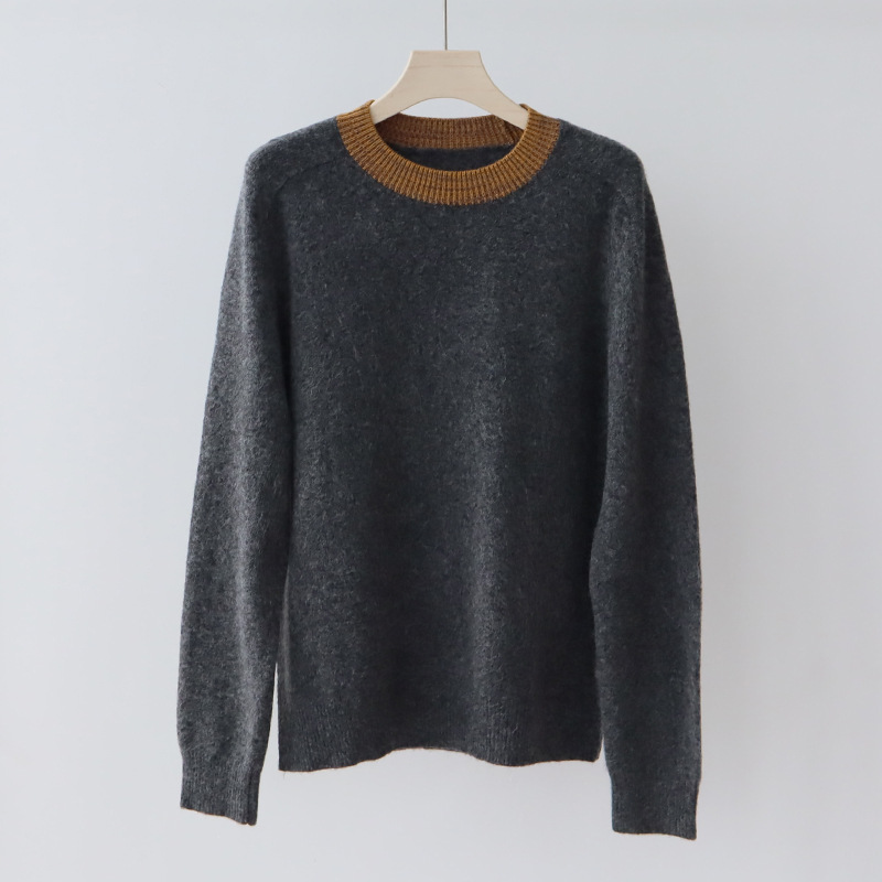 bstb01 Chic Ladies' Knitted Sweater for Autumn - Comfortable Round Neck, Loose Fit Woolen Top