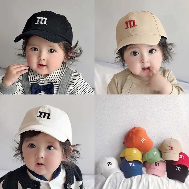Caps Hats Childrens baseball cap cute baby cotton breathable childrens cap girl boy cap M letter embroidered hat H241223